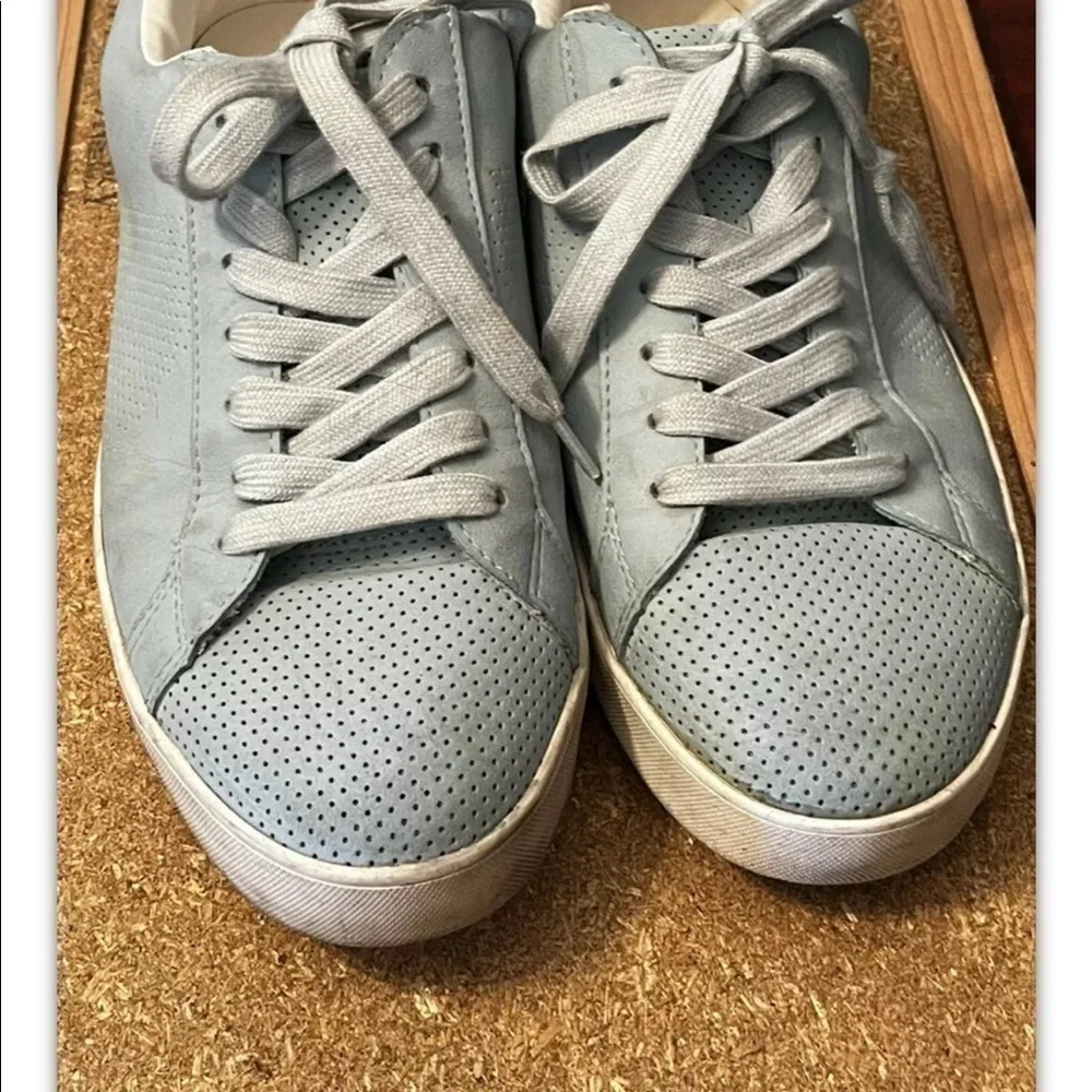 ZARA Mens 41 US 8 Blue Suede White Trim Casual Retro Sneakers Athletic Shoes